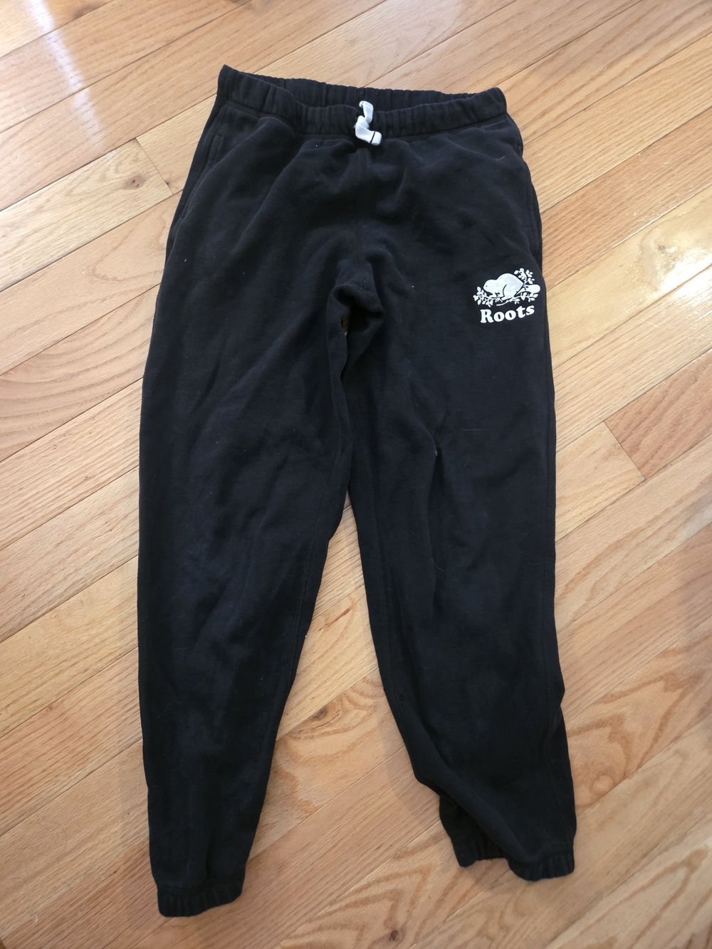 Roots Black Kids Sweatpants with White Logo